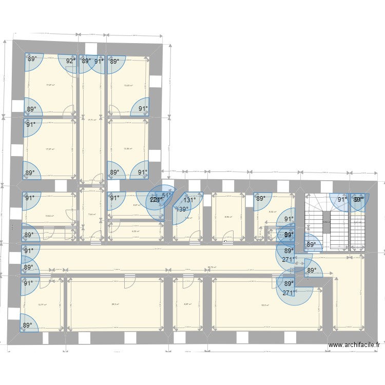 le couvent actuellement. Plan de 20 pièces et 300 m2