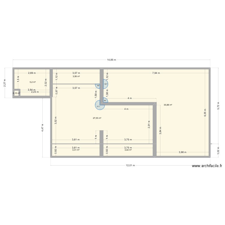 combles TER VVV. Plan de 7 pièces et 80 m2