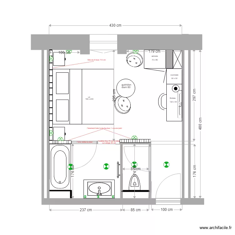 R2   CHAMBRE 26. Plan de 