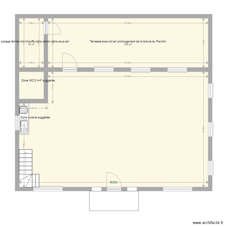 Pavillon II. Plan de 4 pièces et 118 m2