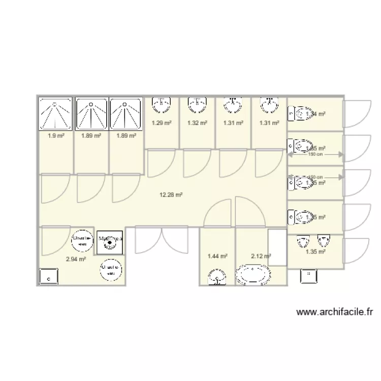 bloc sanitaire 1 2 &eacute;toiles. Plan de 