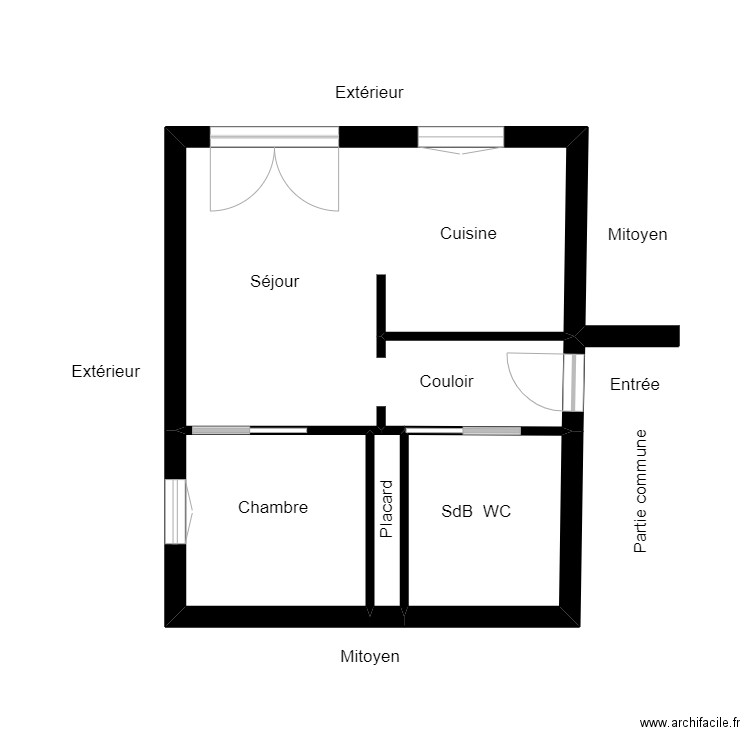 ROCHA. Plan de 4 pièces et 33 m2