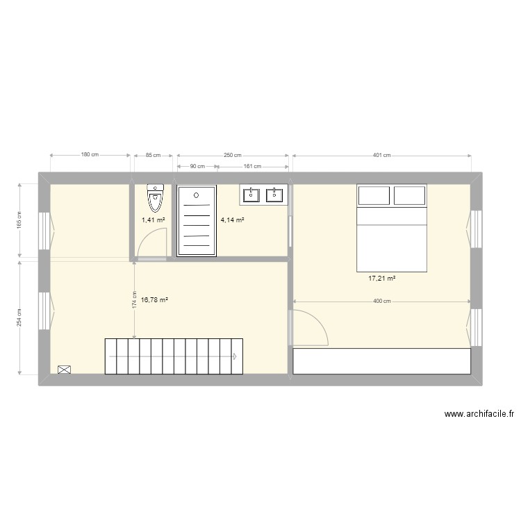 Muretarchi 1. Plan de 4 pièces et 40 m2