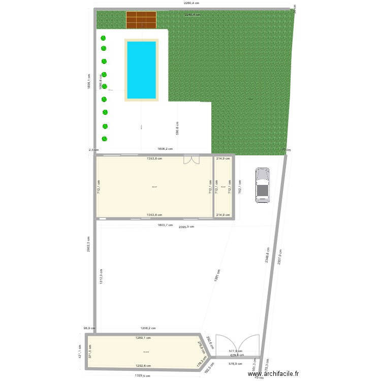 Jardin. Plan de 3 pièces et 163 m2