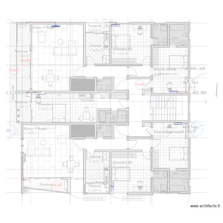 Climatisation Etage 2 et 3 bâtiment habitation BONADIWOTO. Plan de 0 pièce et 0 m2