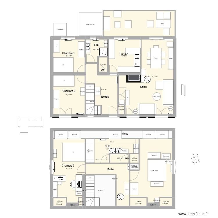Maison Azay. Plan de 26 pièces et 171 m2