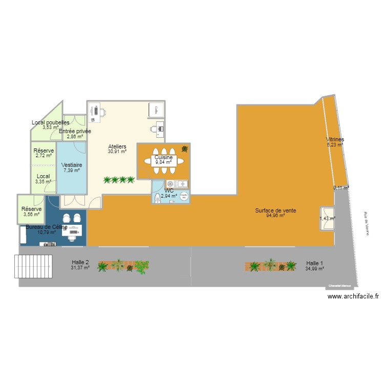 LA HALLE REZ DE CHASSEE 2. Plan de 0 pièce et 0 m2