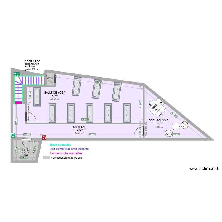 CABINET PARA MEDICAL DE CHENNEVIERES SOUS SOL APRES TRAVAUX. Plan de 6 pièces et 81 m2