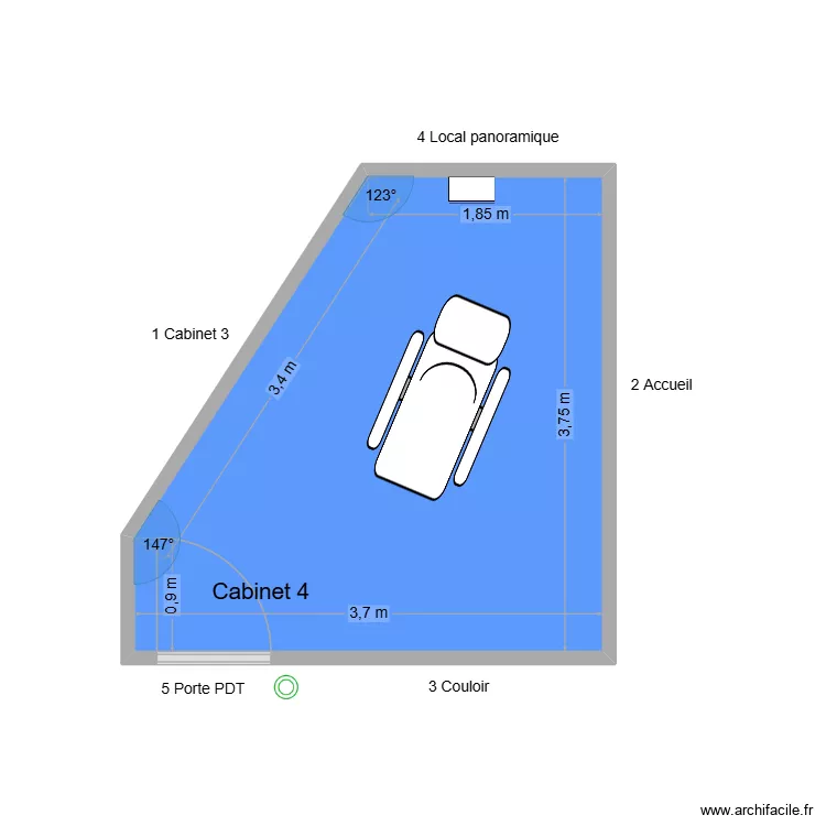 50458 Cabinet 4. Plan de 1  et 11 m²