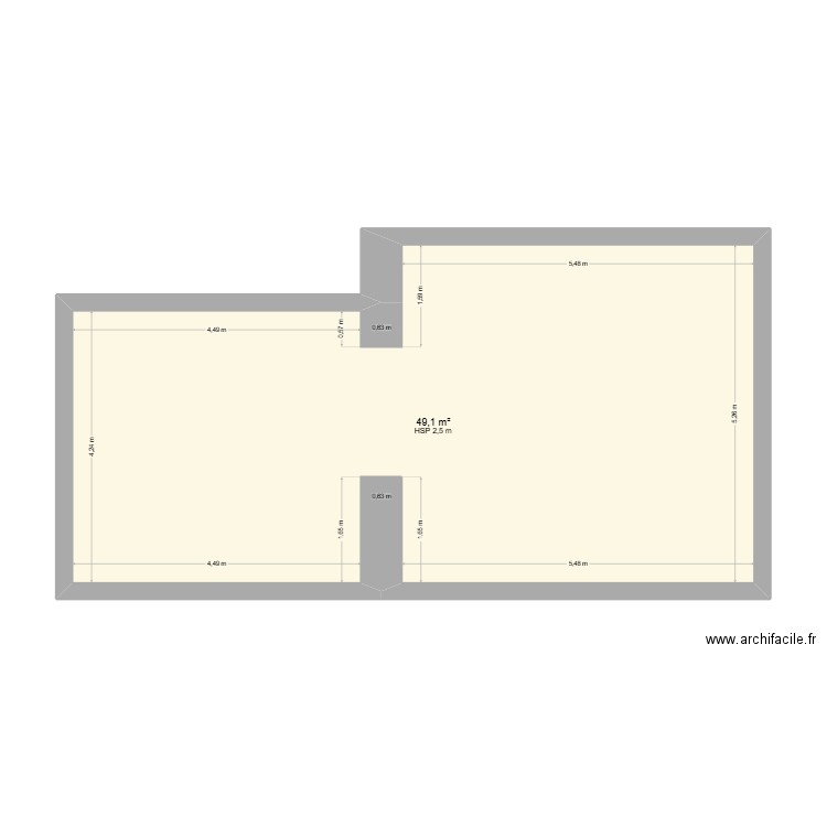 M1AJ. Plan de 1 pièce et 49 m2