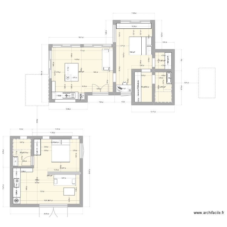 samana. Plan de 7 pièces et 77 m2