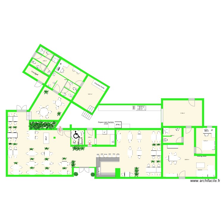 Plan restaurant v6 avec bar pte salle. Plan de 0 pièce et 0 m2