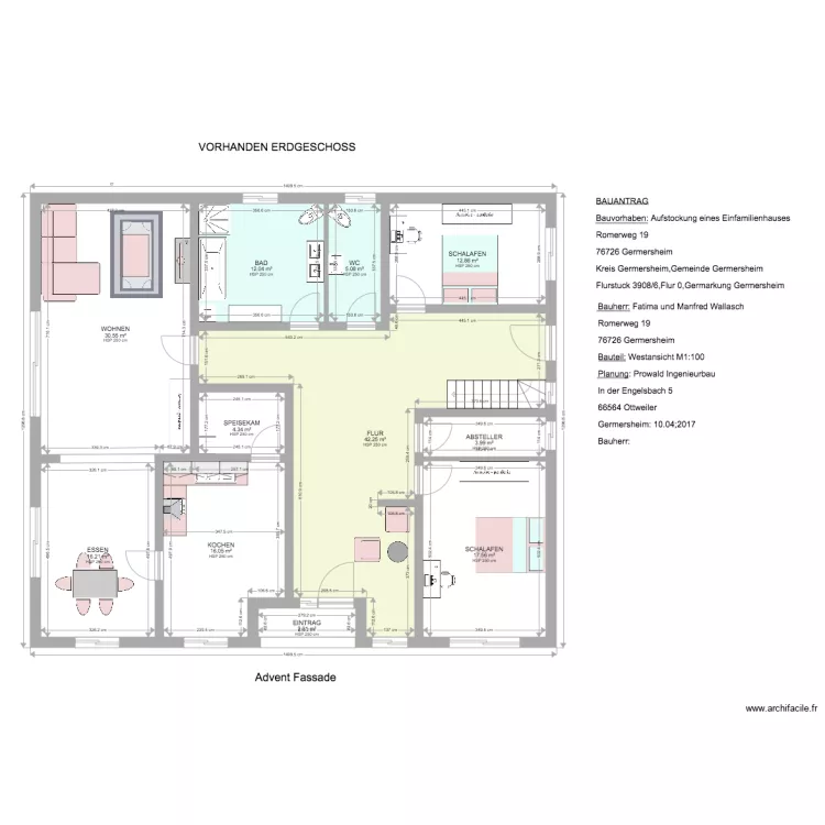 Wallasch rez de chauss&eacute;e projet. Plan de 