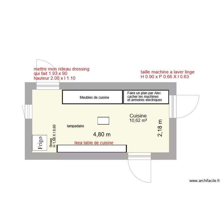la couette cuisine. Plan de 