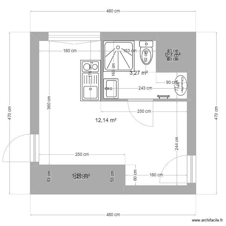 sdb vaux sur b. Plan de 