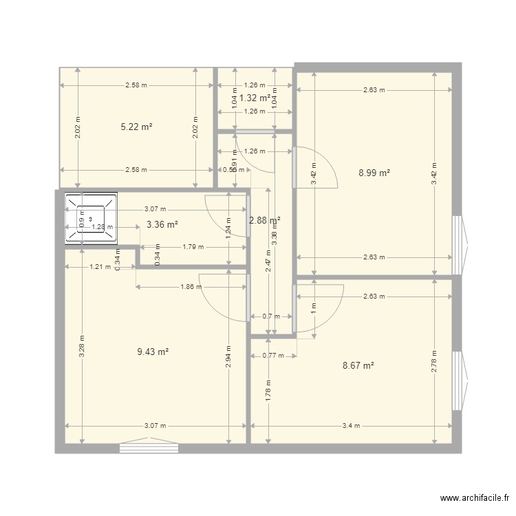 Plan maison 23. Plan de 7 pièces et 40 m2