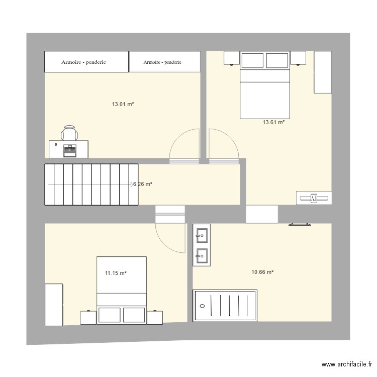 ROUCHON SAM 1ER. Plan de 5 pièces et 55 m2