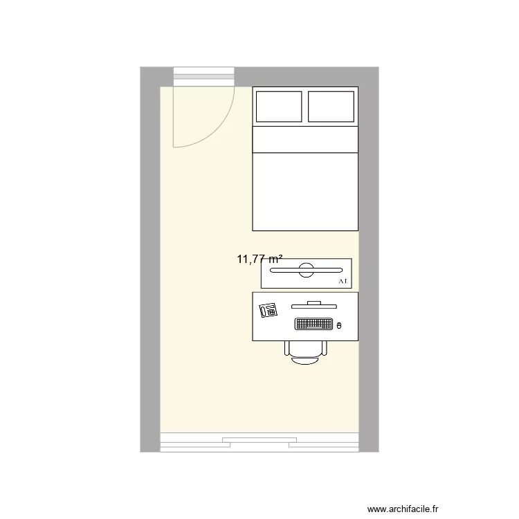 Chambre bureau. Plan de 