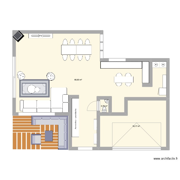 MAISON TRAV. Plan de 3 pièces et 86 m2