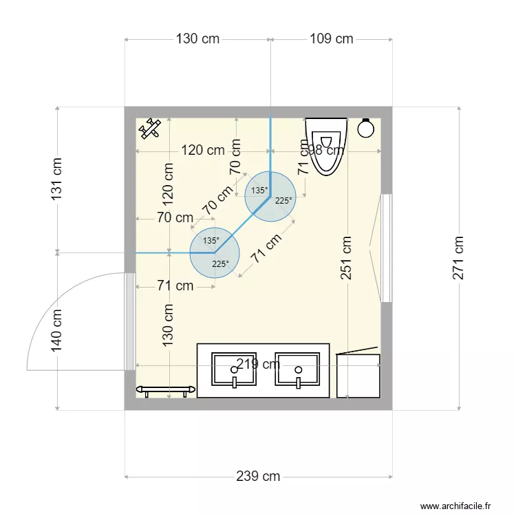 Salle de Bain. Plan de 