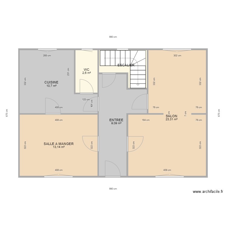 HERENT RDC. Plan de 6 pièces et 63 m2