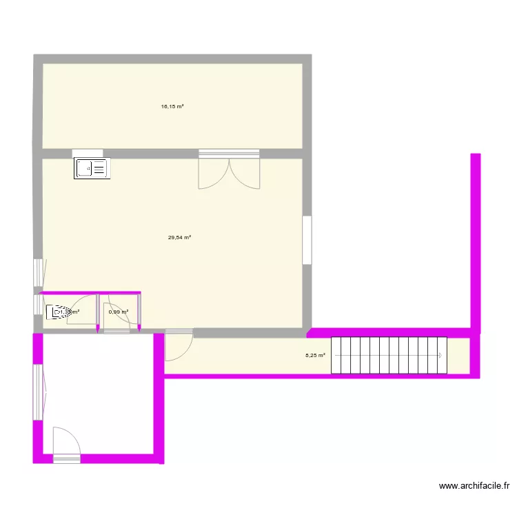 cuisine salle &agrave; manger. Plan de 