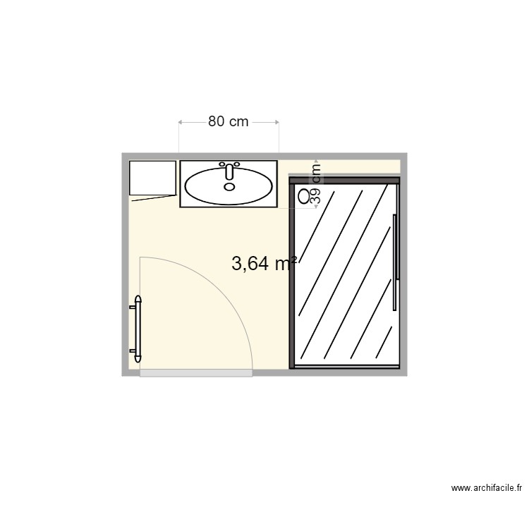 Salle de bain. Plan de 1 pièce et 4 m2