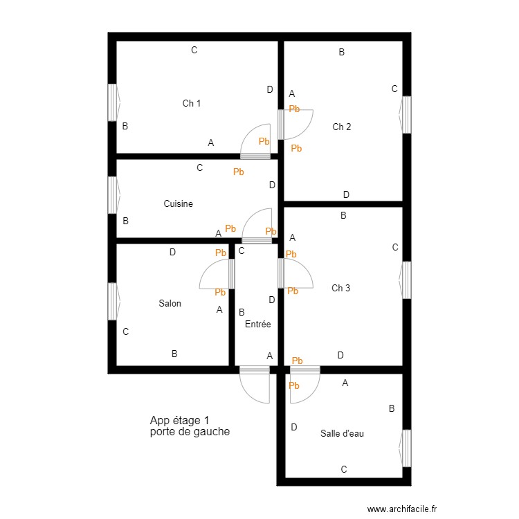 Croquis App 1étage gauche BOUR. Plan de 0 pièce et 0 m2