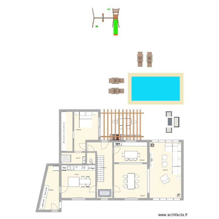 Saudemont bis. Plan de 10 pièces et 206 m2