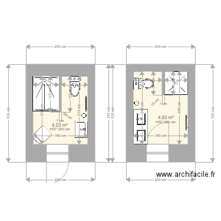 thellier. Plan de 2 pièces et 9 m2