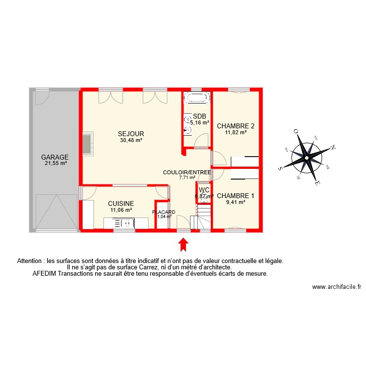 BI 8256 RDC . Plan de 11 pièces et 100 m2