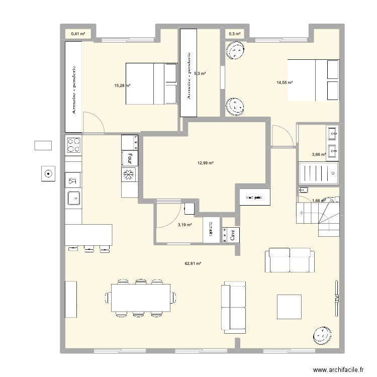 de gaulle Pornichet v4. Plan de 10 pièces et 120 m2