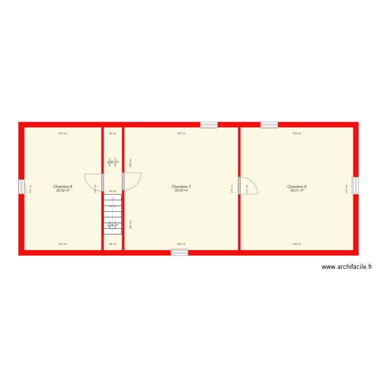 BI 8436 2eme étage. Plan de 5 pièces et 87 m2