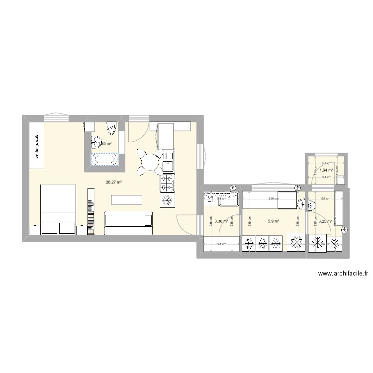 From_dependance2. Plan de 6 pièces et 42 m2