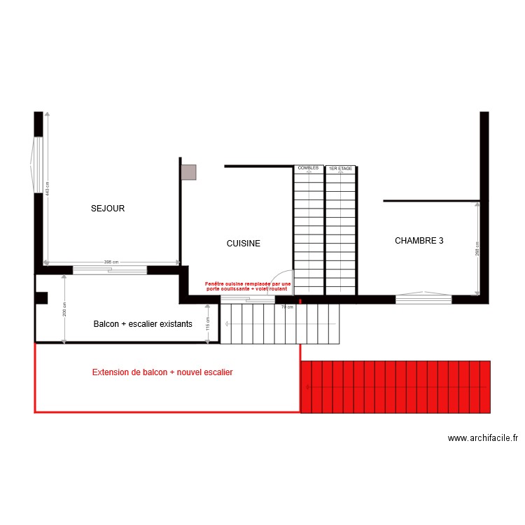 Extension balcon. Plan de 0 pièce et 0 m2