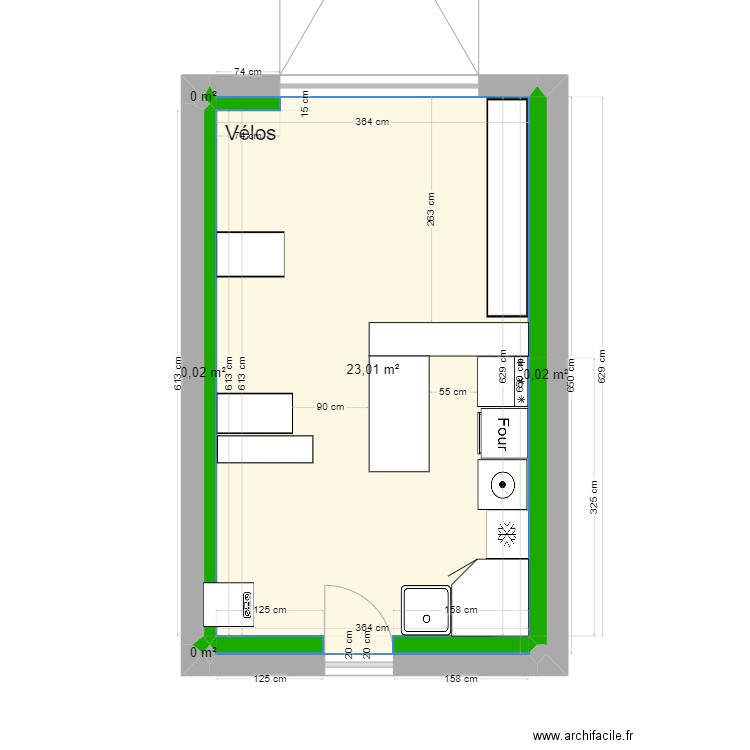 Garage. Plan de 5 pièces et 23 m2