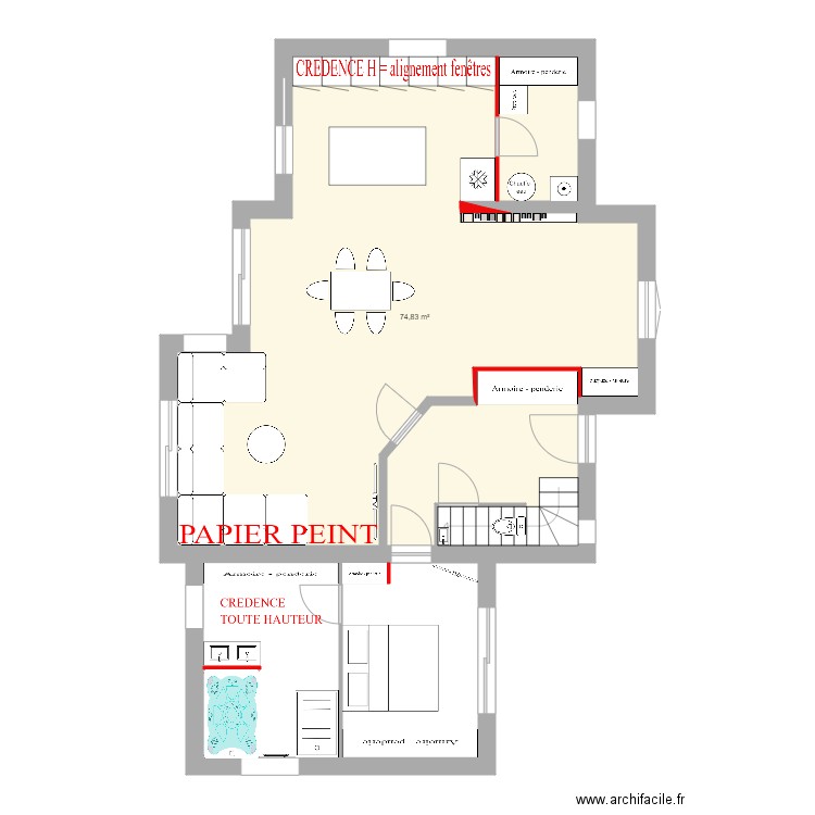 PLAN MAISON RDC PLESTAN pour plaquiste. Plan de 0 pièce et 0 m2