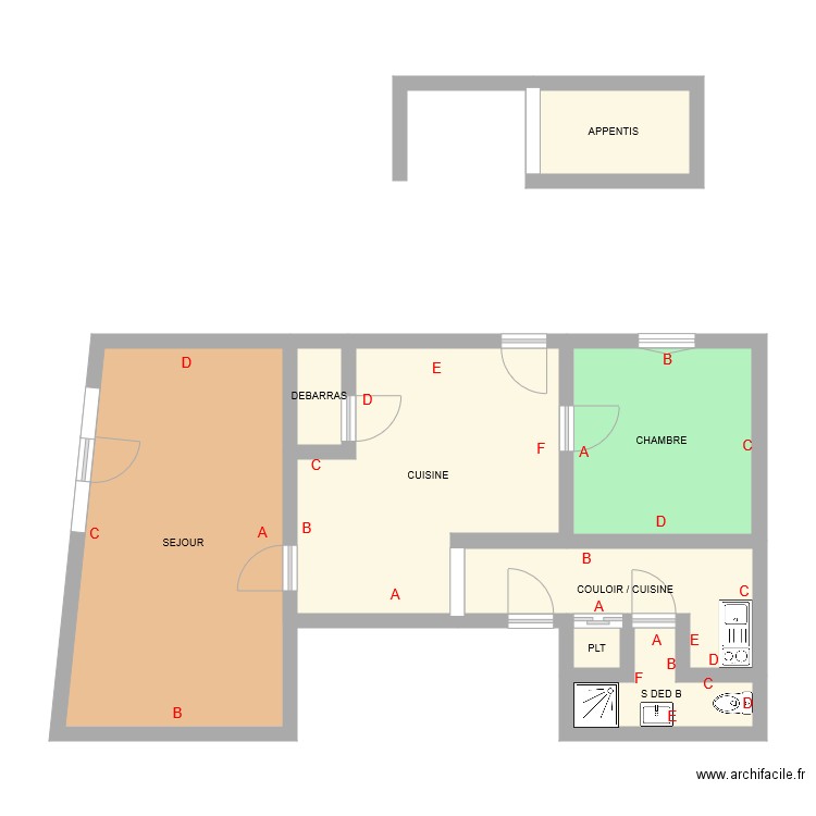 MAMIGE APT RDC. Plan de 0 pièce et 0 m2