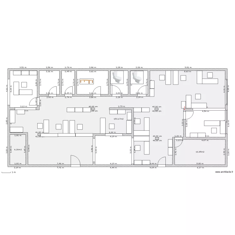 BUREAU peche pas de cloison. Plan de 
