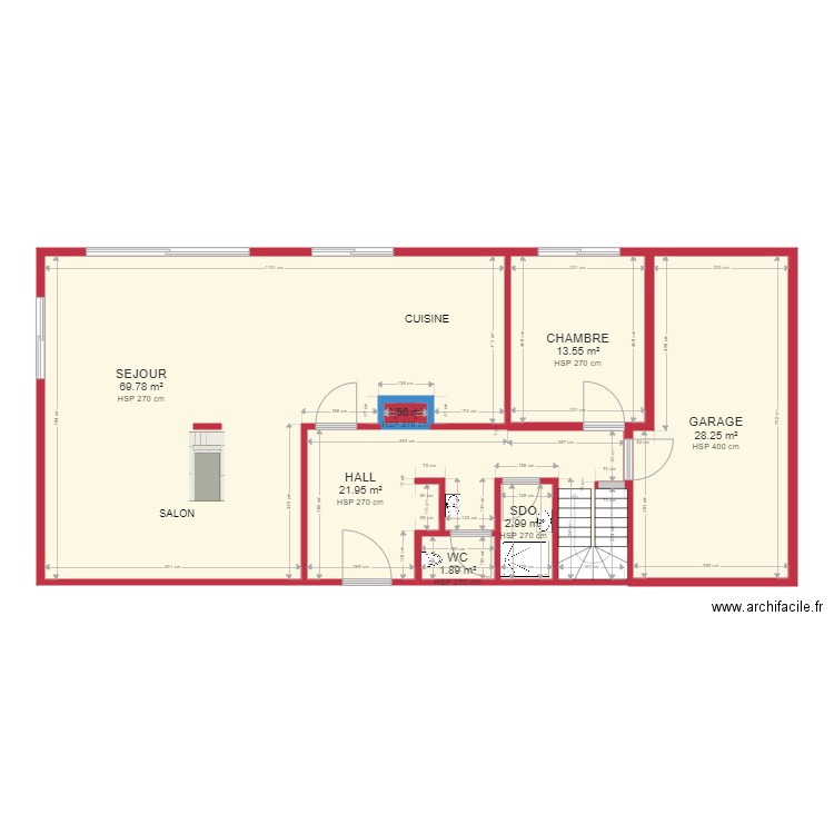 GERARDIN. Plan de 7 pièces et 139 m2