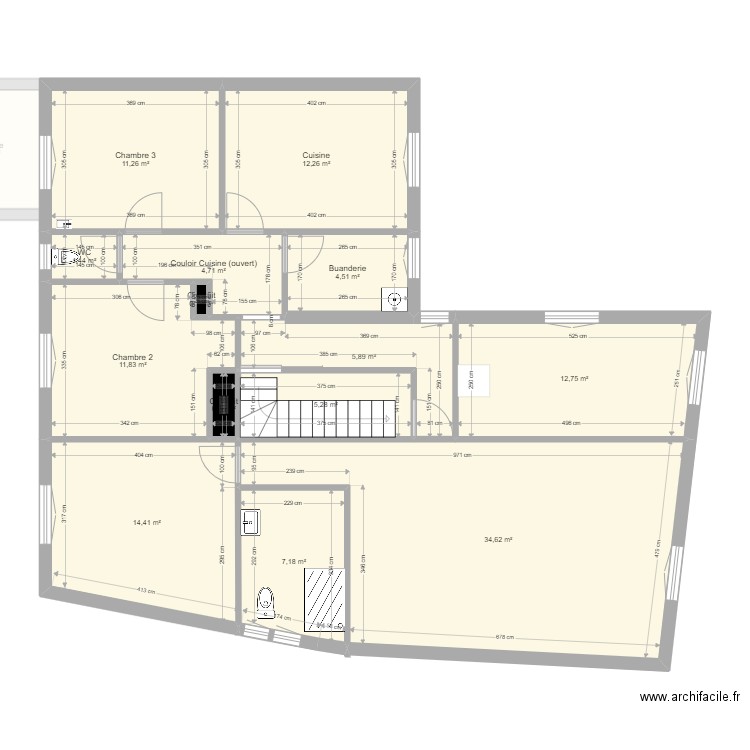 Café Garnier Mesuré v3. Plan de 25 pièces et 262 m2