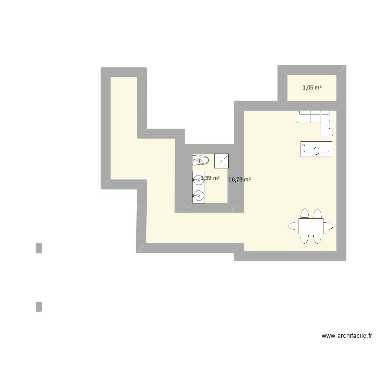 Mi casa. Plan de 3 pièces et 19 m2