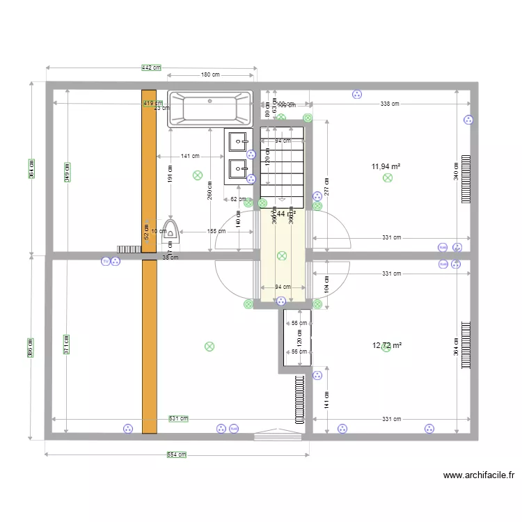 MODIF HAUT chambres et salle de bain juillet 2021. Plan de 