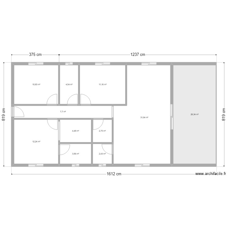 PLAN ROCHES CARREES. Plan de 11 pièces et 118 m2