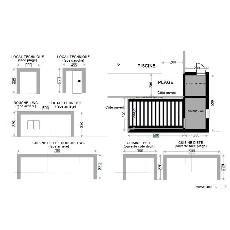 POOL HOUSE complet. Plan de 0 pièce et 0 m2