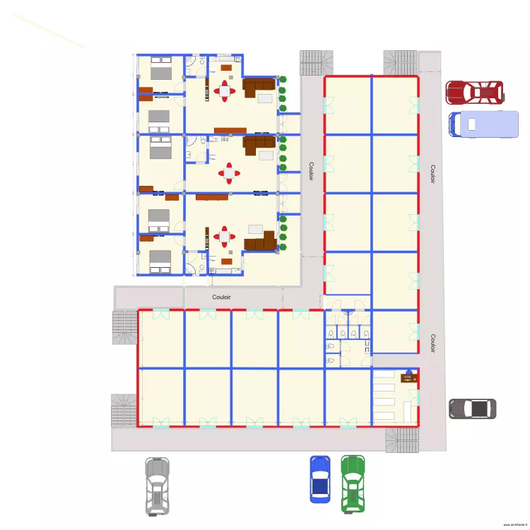 deux appartements et un studio. Plan de deux appartements et un studio. Plan de