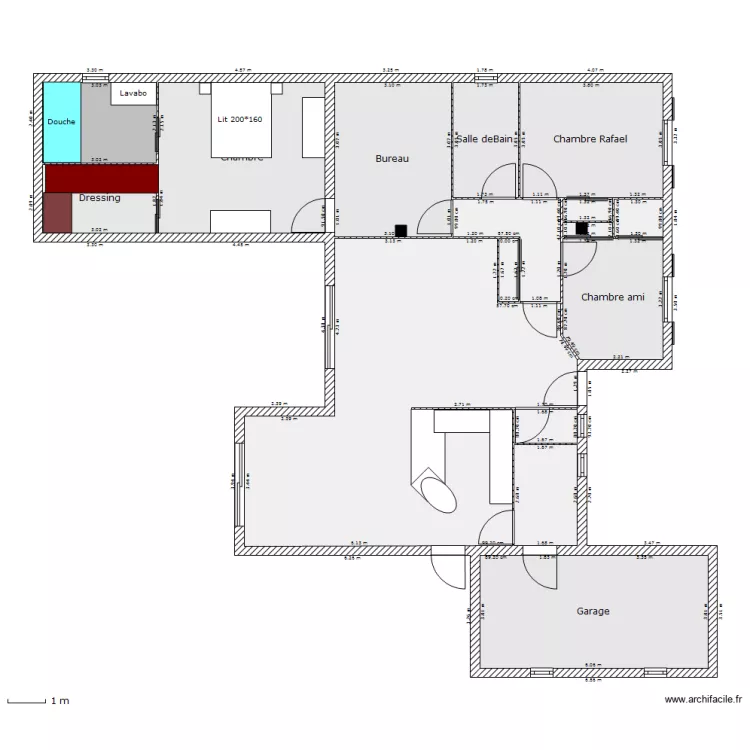 agrandissement maison avec existant. Plan de 