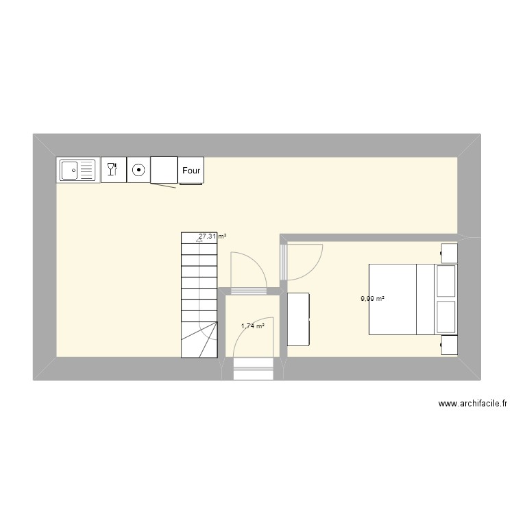 Gite 2 - RDC - CH. Plan de 3 pièces et 39 m2