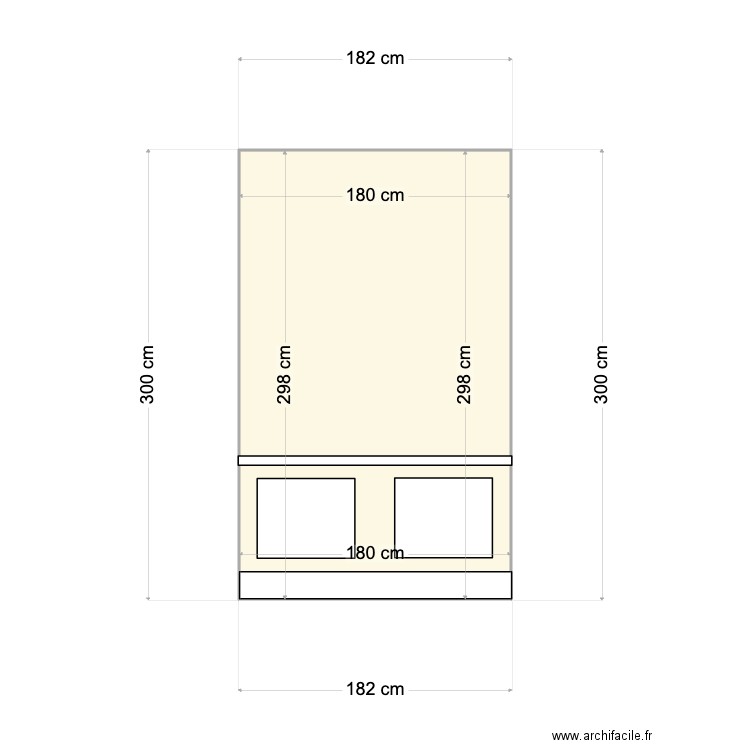 Mur salon 180. Plan de 1 pièce et 5 m2