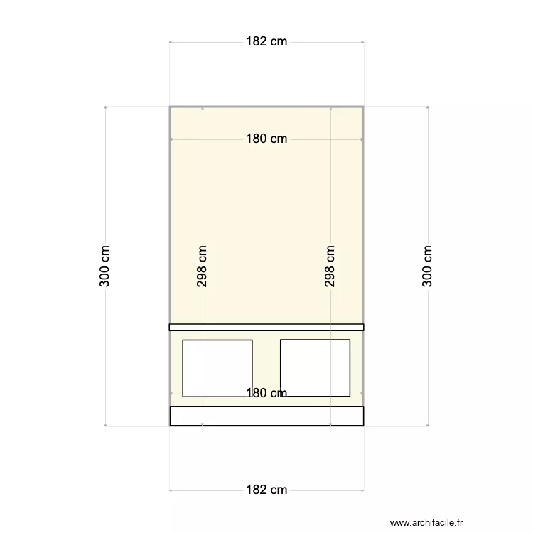 Mur salon 180. Plan de 